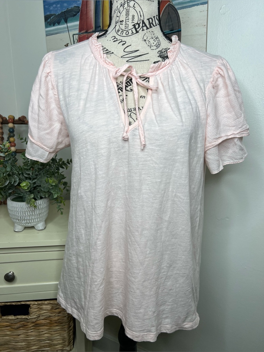 Lucky Brand Flutter Sleeve Top